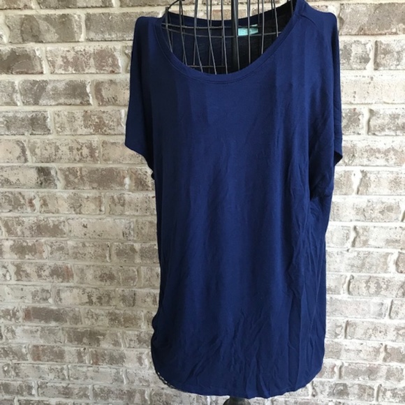 Free to Live Tunic Top One Size Retro Navy Blue - Picture 1 of 7